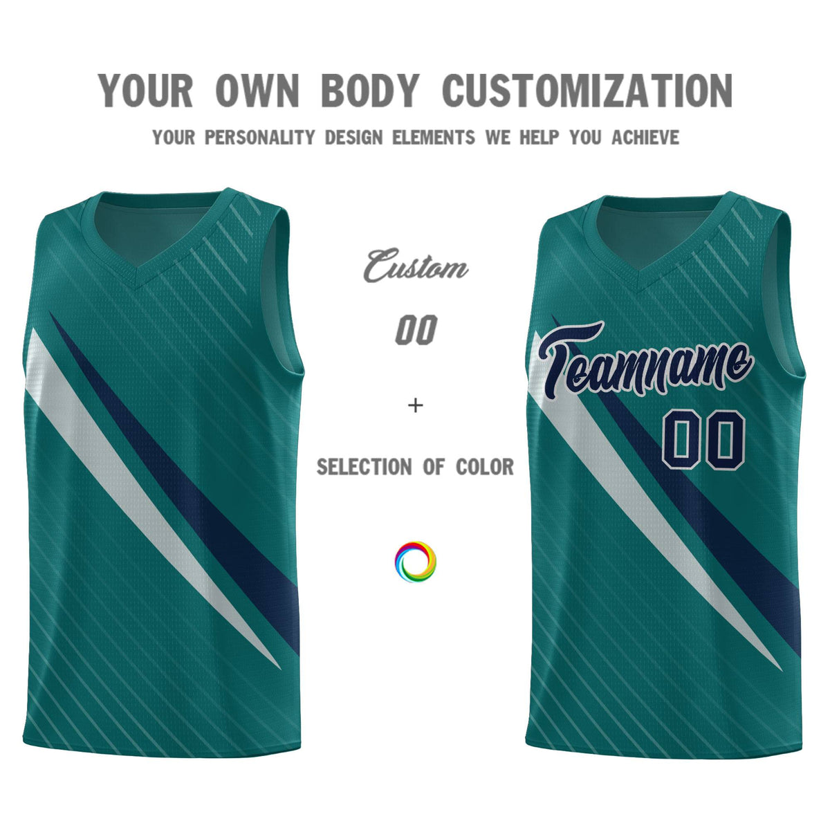 Custom Aqua Diagonal Pinstripe Pattern Color Block Sports Uniform Basketball Jersey|KXKSHOP
