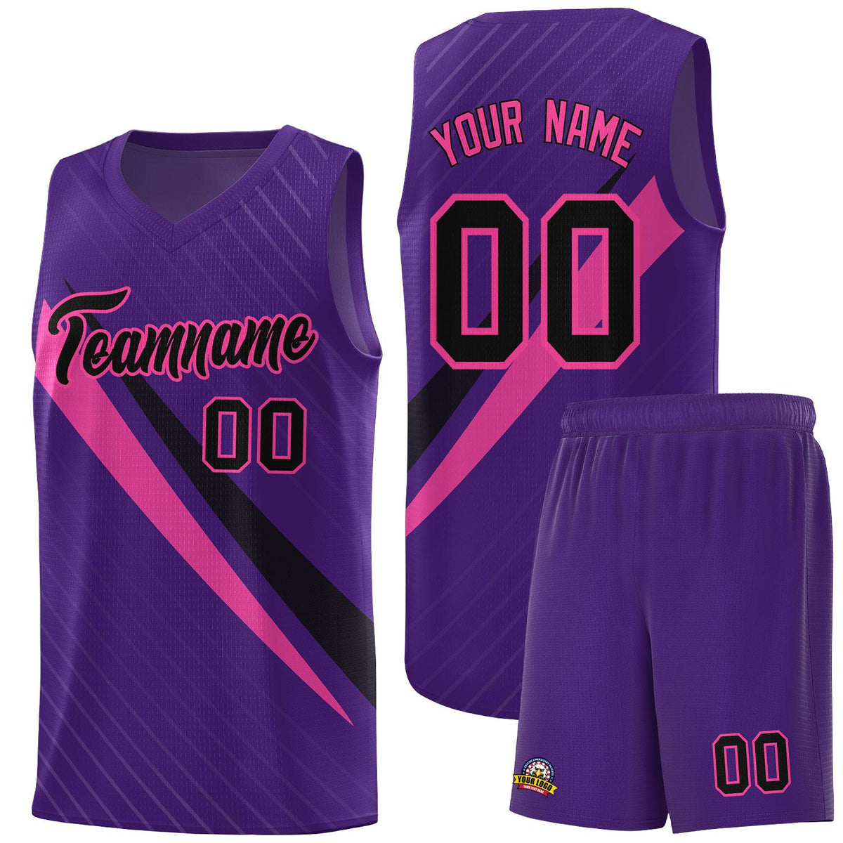Custom Purple Diagonal Pinstripe Pattern Color Block Sports Uniform Basketball Jersey|KXKSHOP