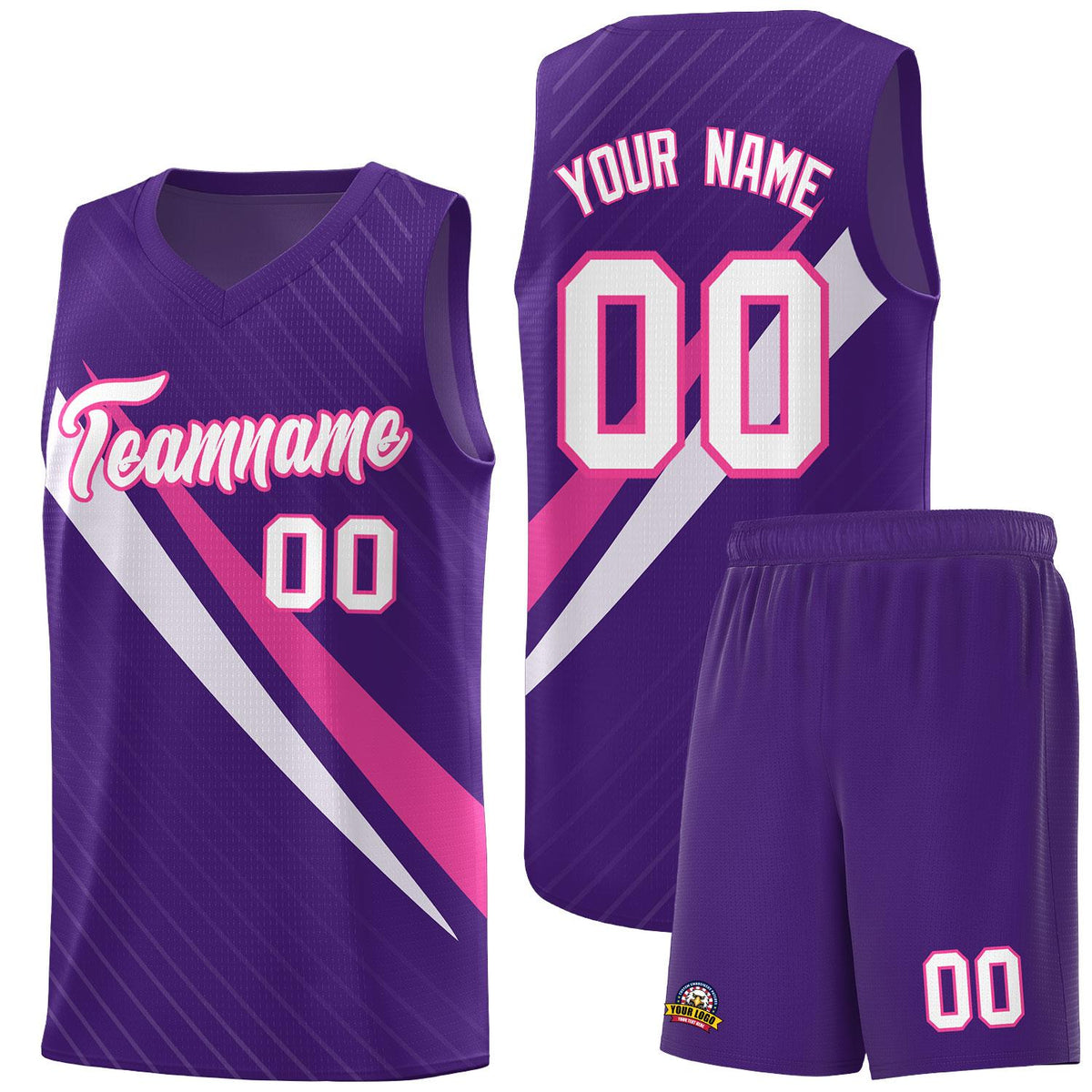Custom Purple Diagonal Pinstripe Pattern Color Block Sports Uniform Basketball Jersey|KXKSHOP