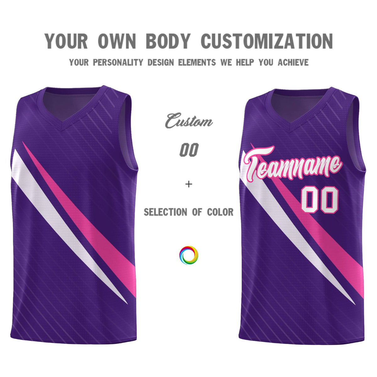 Custom Purple Diagonal Pinstripe Pattern Color Block Sports Uniform Basketball Jersey|KXKSHOP