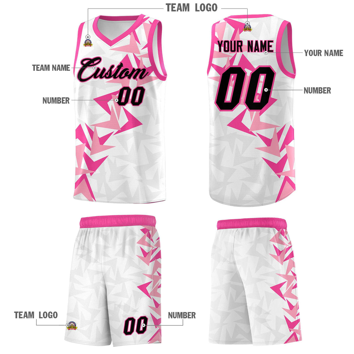 Custom White Boomerang Pattern Kits Basketball Jersey|KXKSHOP