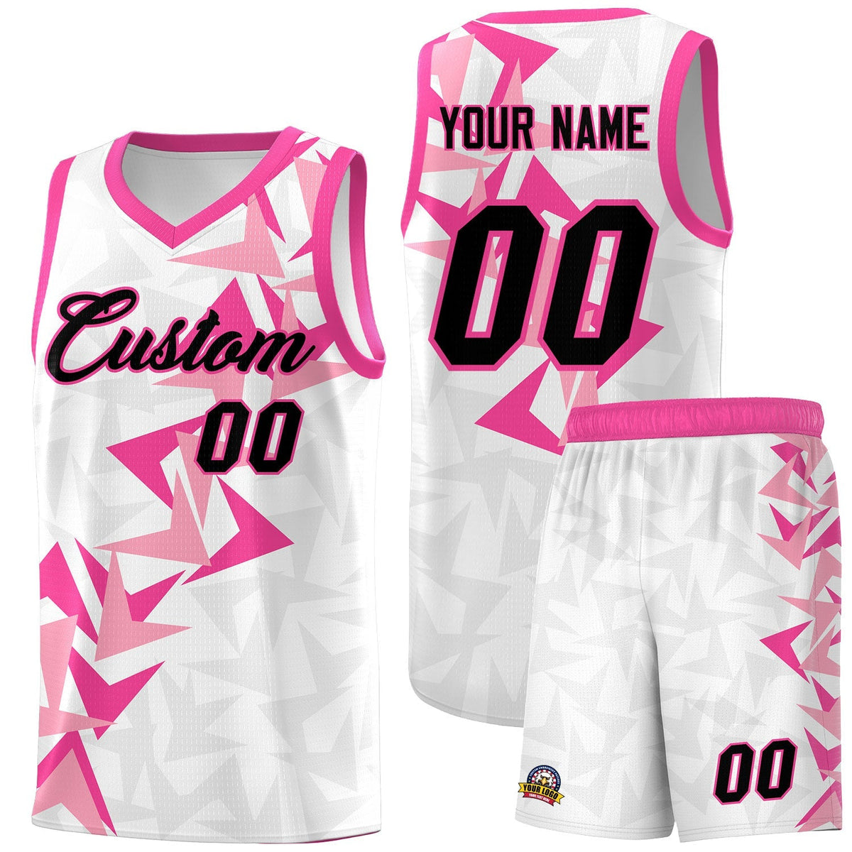 Custom White Boomerang Pattern Kits Basketball Jersey|KXKSHOP
