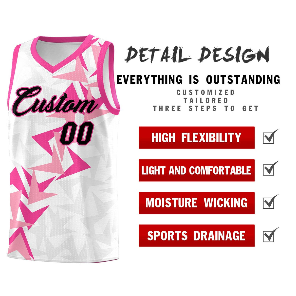 Custom White Boomerang Pattern Kits Basketball Jersey|KXKSHOP