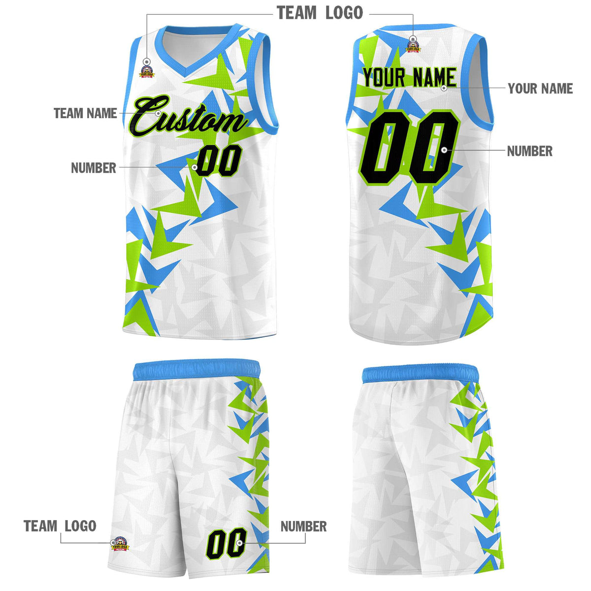 Custom White Boomerang Pattern Kits Basketball Jersey|KXKSHOP