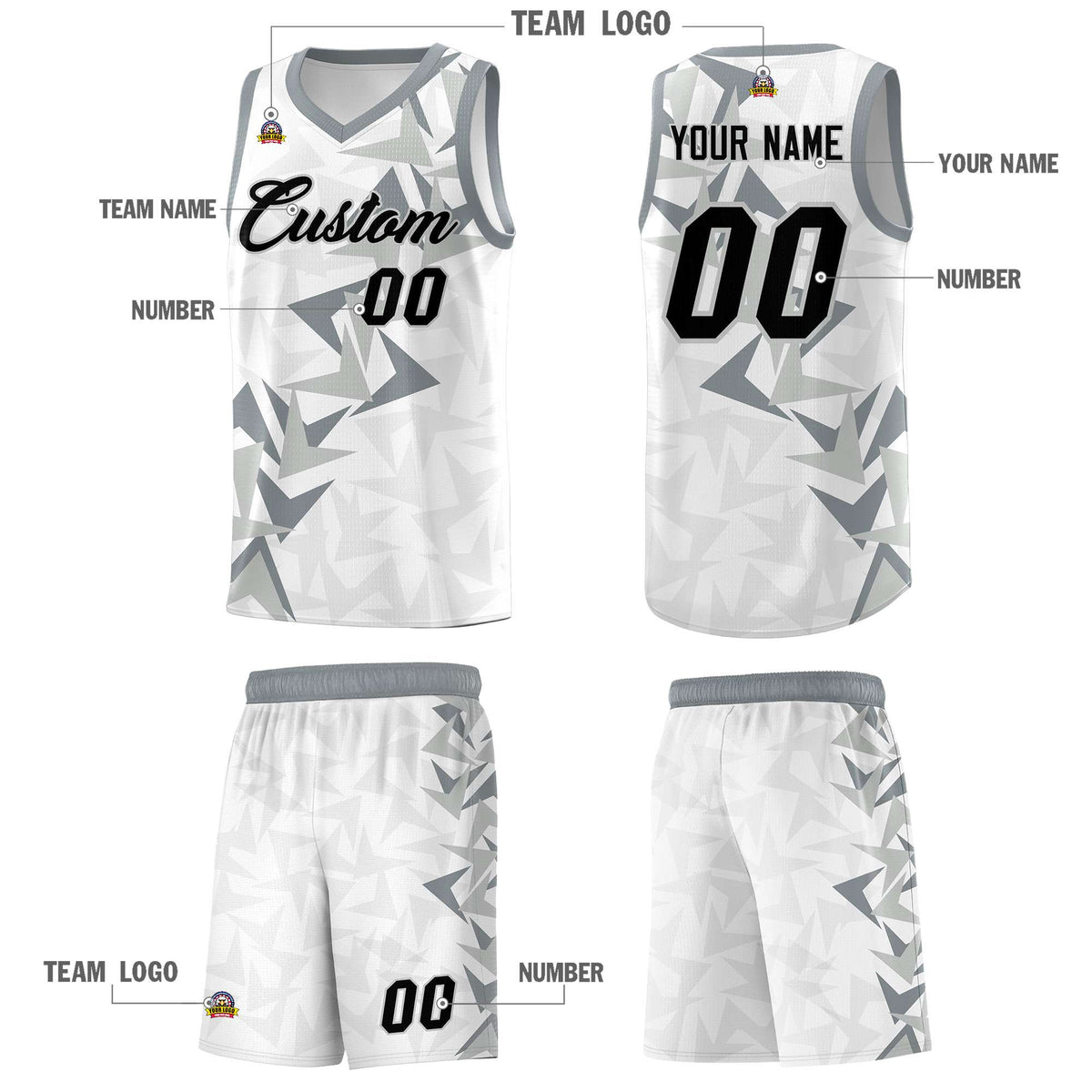 Custom White Boomerang Pattern Kits Basketball Jersey|KXKSHOP