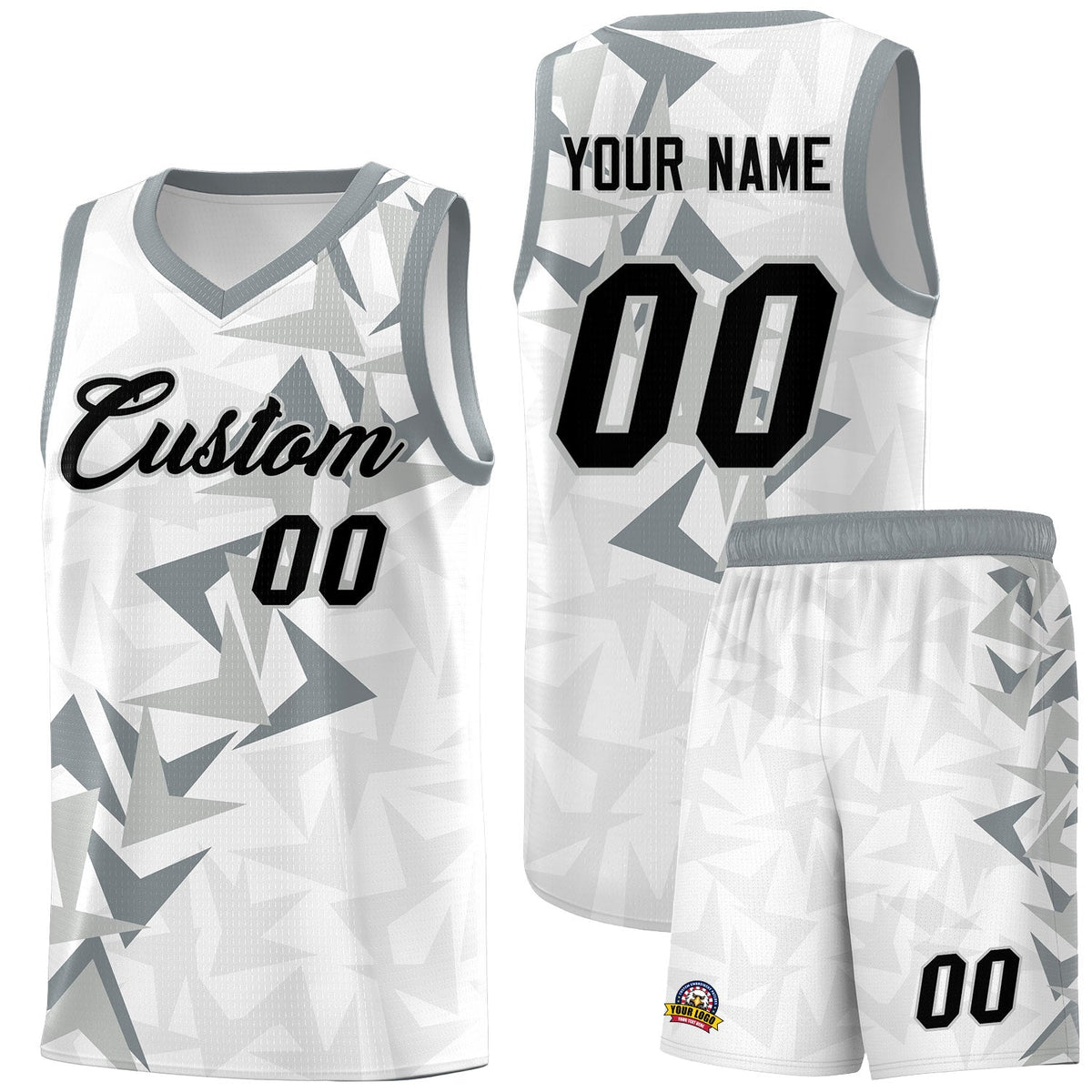 Custom White Boomerang Pattern Kits Basketball Jersey|KXKSHOP