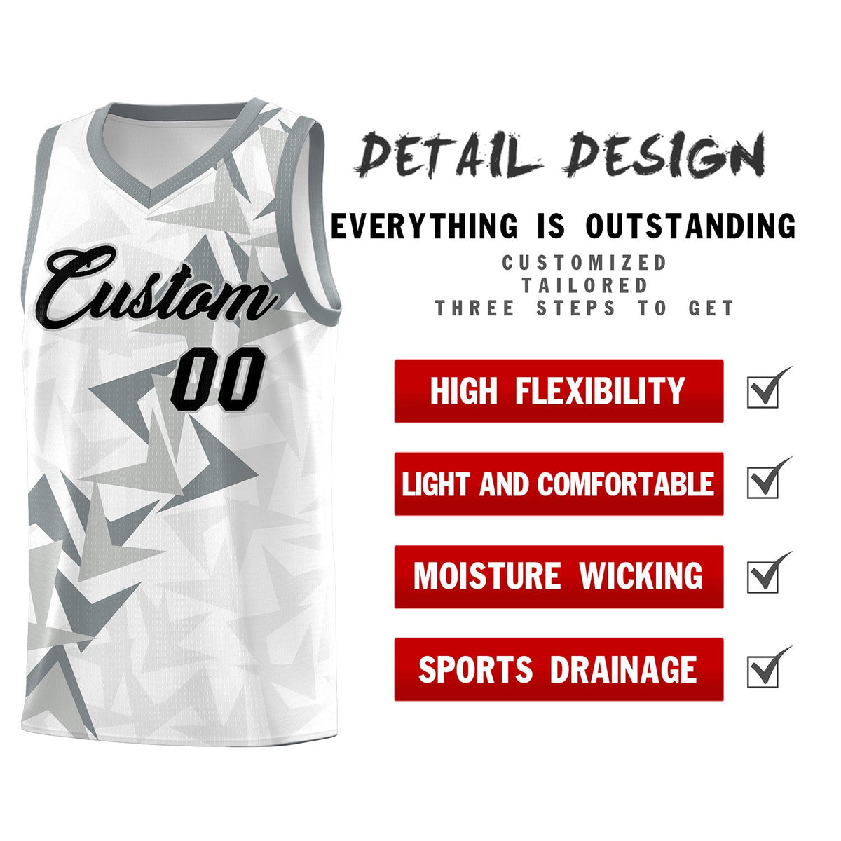 Custom White Boomerang Pattern Kits Basketball Jersey|KXKSHOP