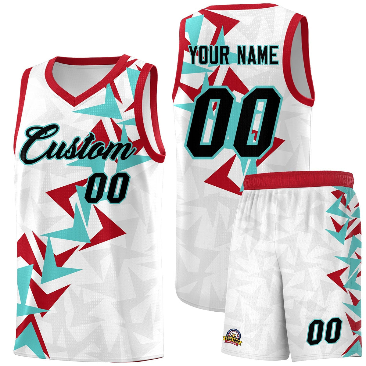 Custom White Boomerang Pattern Kits Basketball Jersey|KXKSHOP