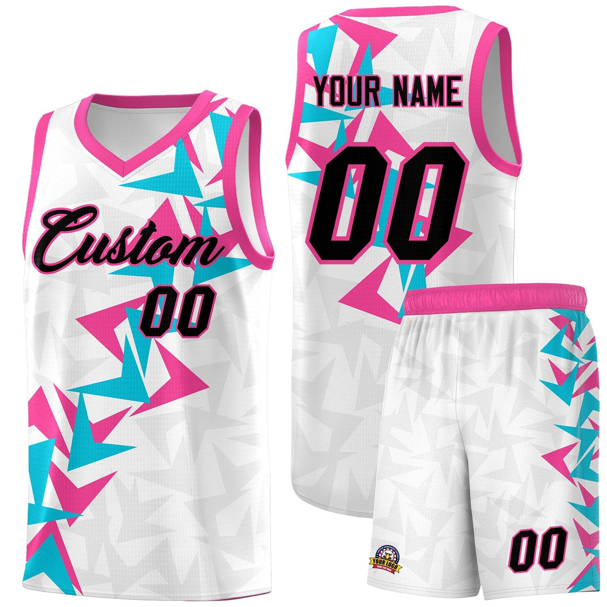Custom White Boomerang Pattern Kits Basketball Jersey|KXKSHOP