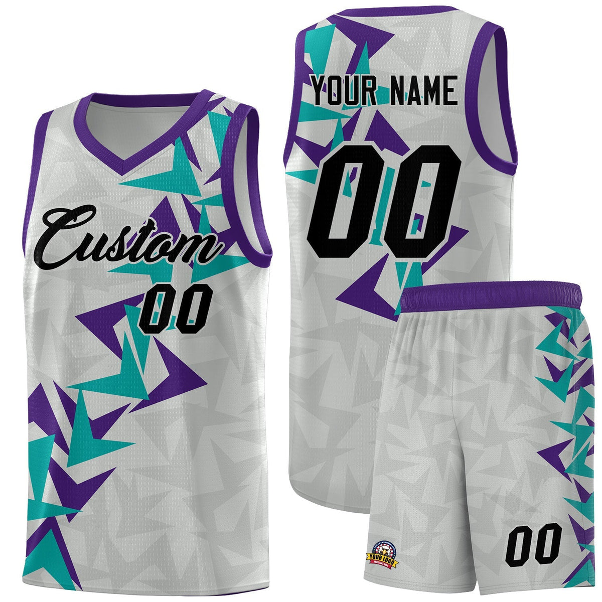 Custom Gray Boomerang Pattern Kits Basketball Jersey|KXKSHOP