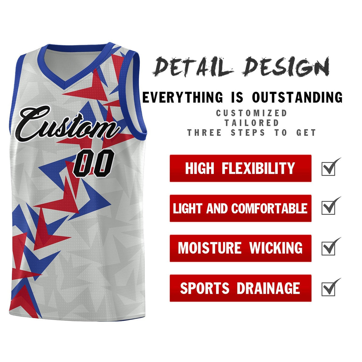 Custom Gray Boomerang Pattern Kits Basketball Jersey|KXKSHOP