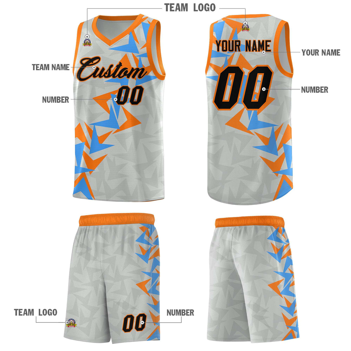 Custom Gray Boomerang Pattern Kits Basketball Jersey|KXKSHOP