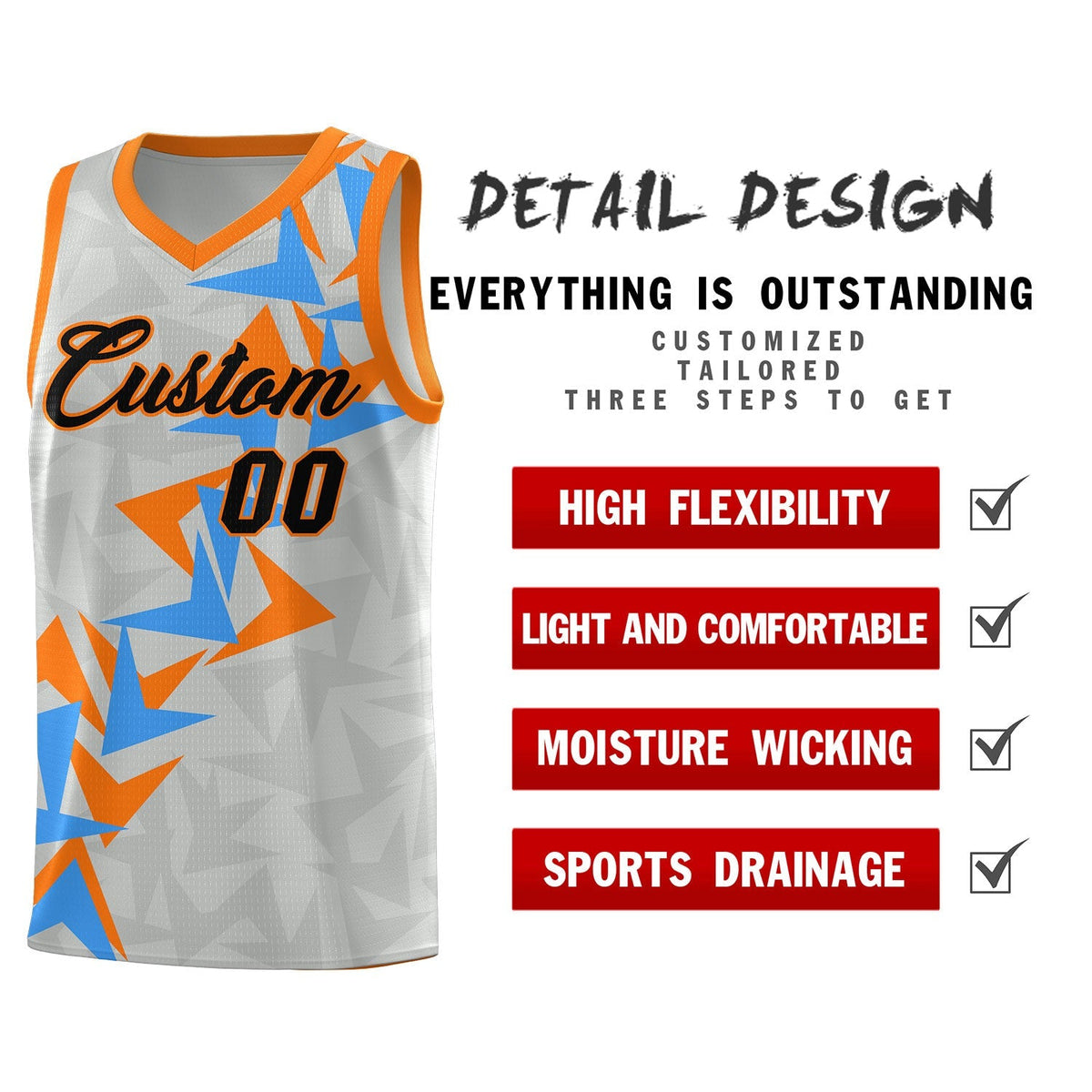 Custom Gray Boomerang Pattern Kits Basketball Jersey|KXKSHOP