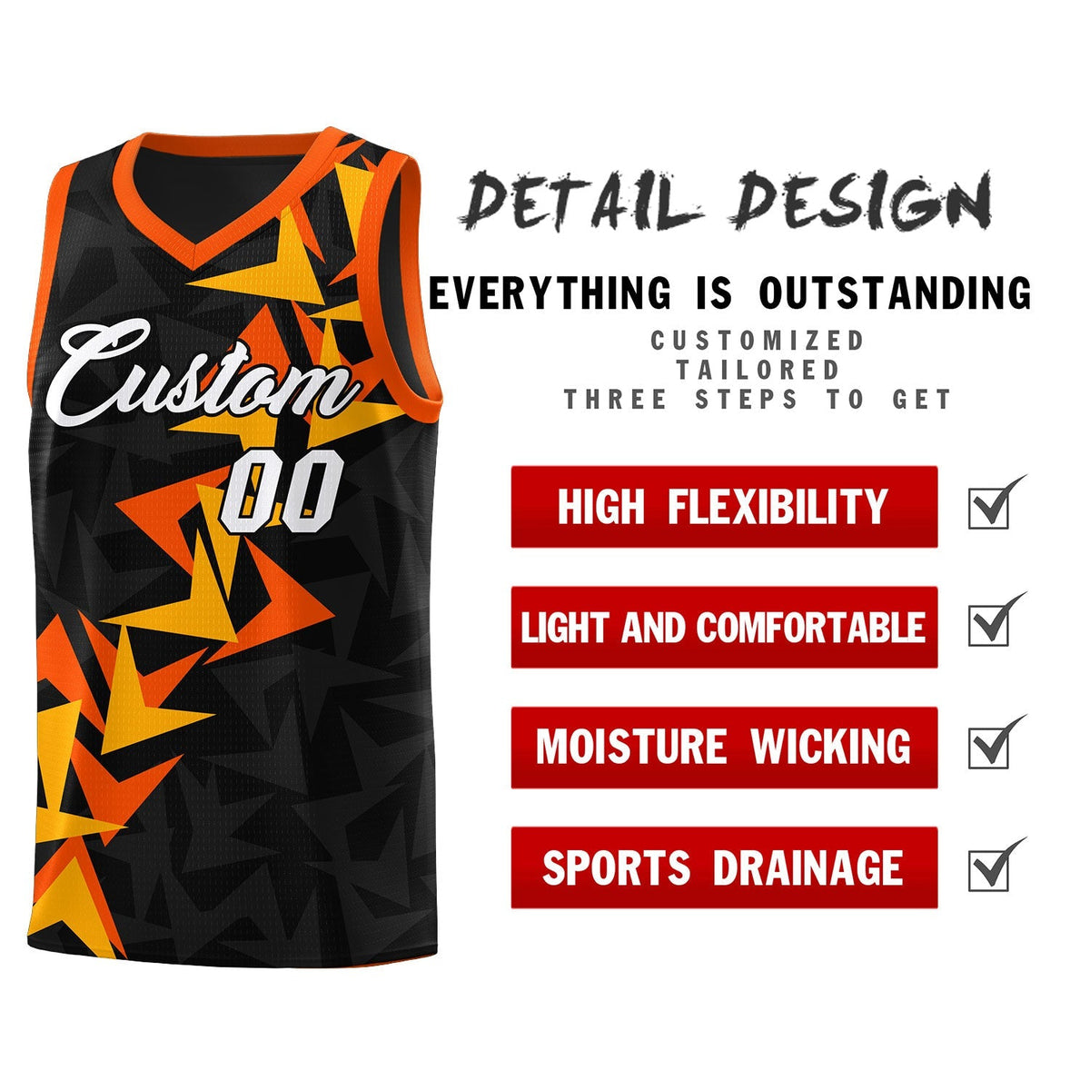 Custom Black Boomerang Pattern Kits Basketball Jersey|KXKSHOP