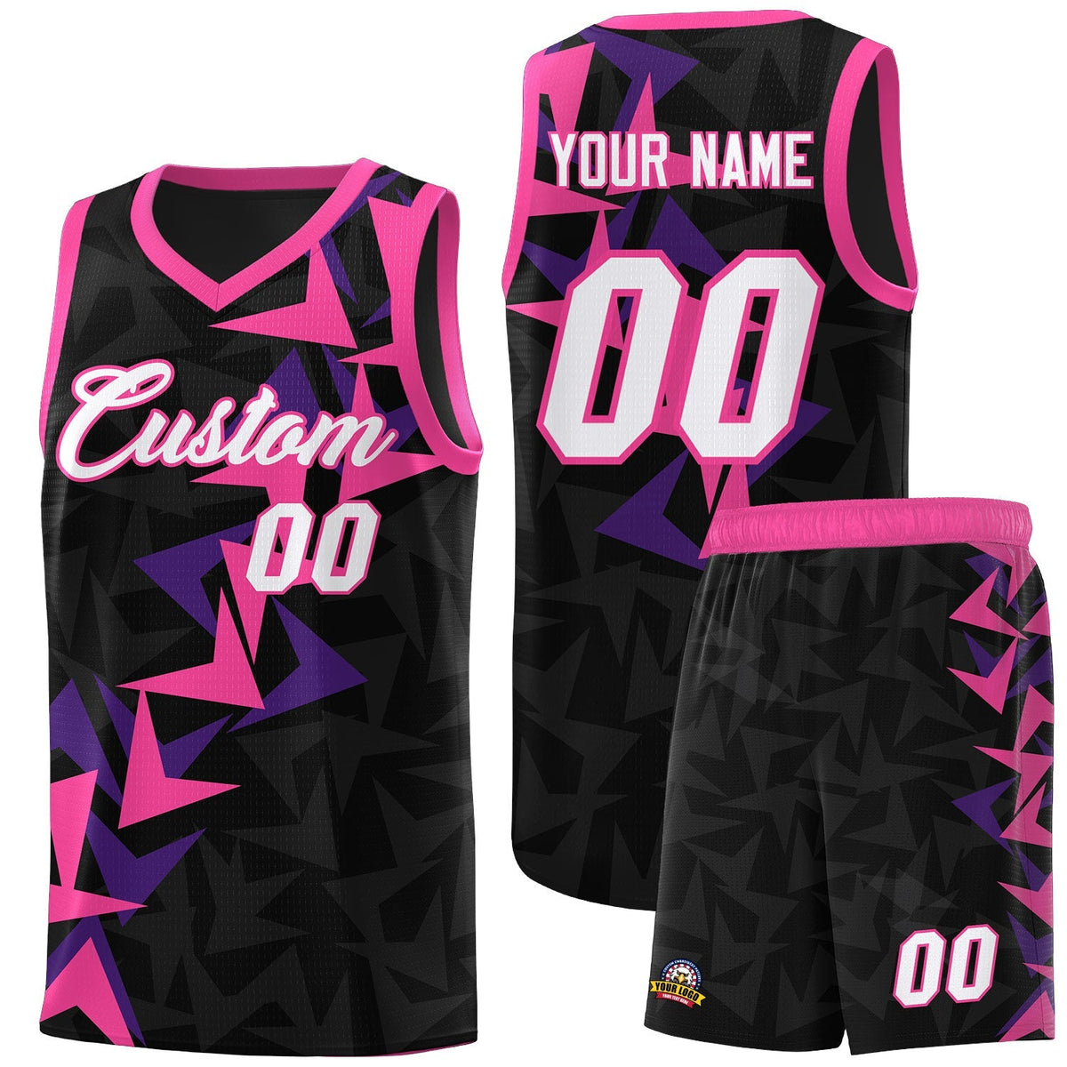 Custom Black Boomerang Pattern Kits Basketball Jersey|KXKSHOP