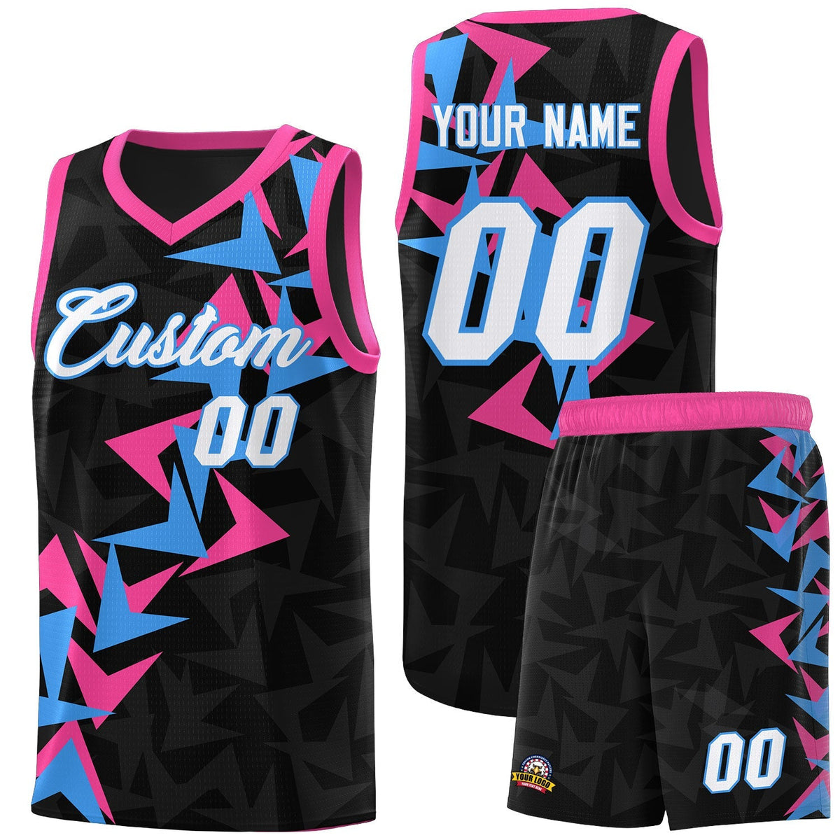 Custom Black Boomerang Pattern Kits Basketball Jersey|KXKSHOP