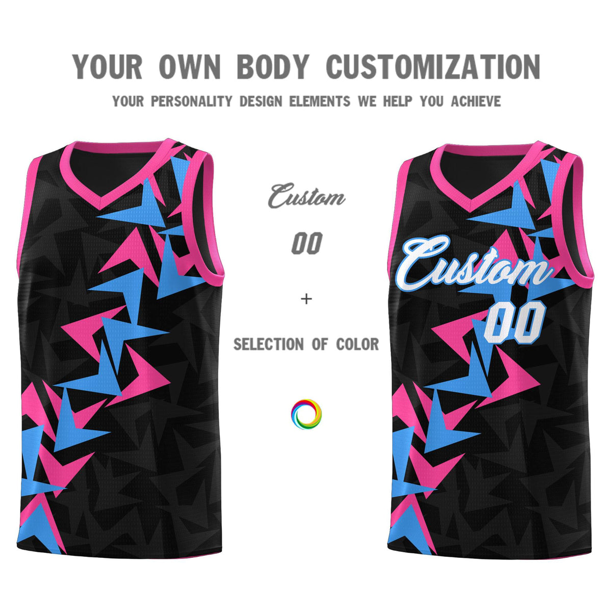 Custom Black Boomerang Pattern Kits Basketball Jersey|KXKSHOP