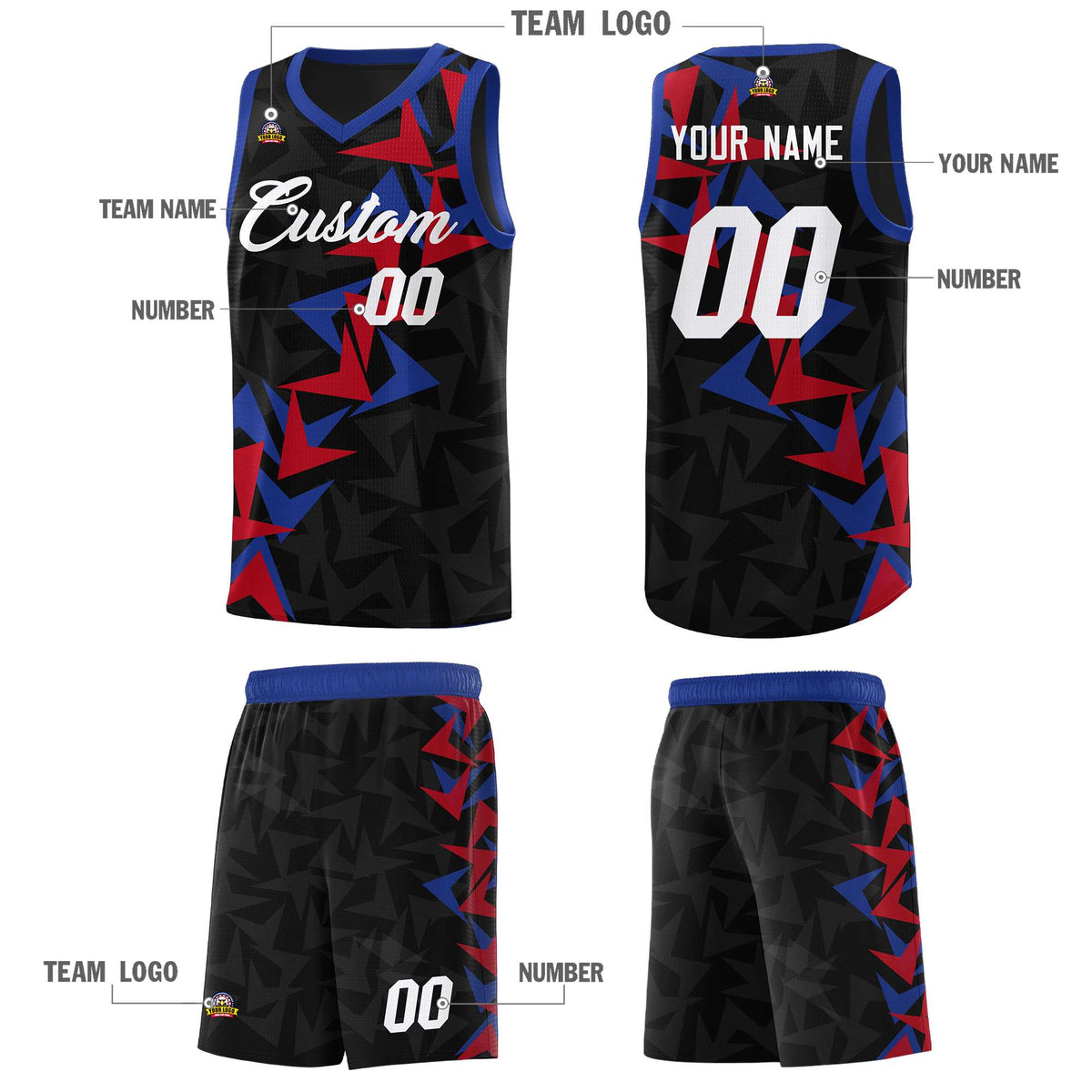 Custom Black Boomerang Pattern Kits Basketball Jersey|KXKSHOP