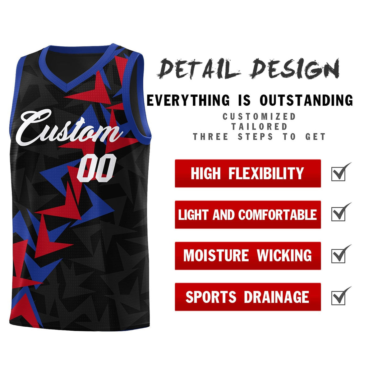 Custom Black Boomerang Pattern Kits Basketball Jersey|KXKSHOP