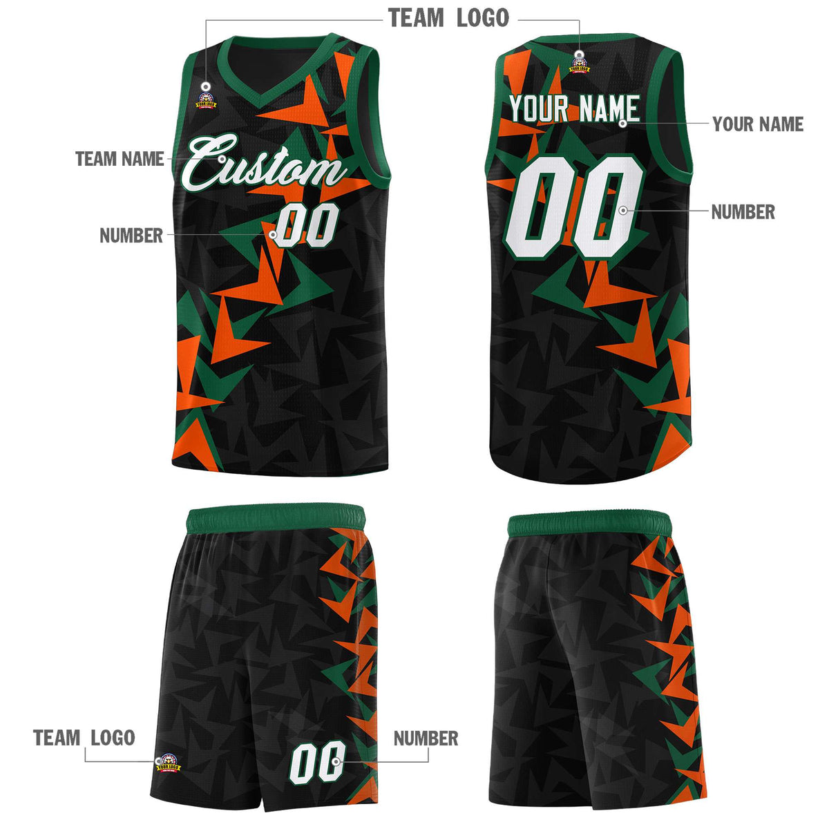 Custom Black Boomerang Pattern Kits Basketball Jersey|KXKSHOP