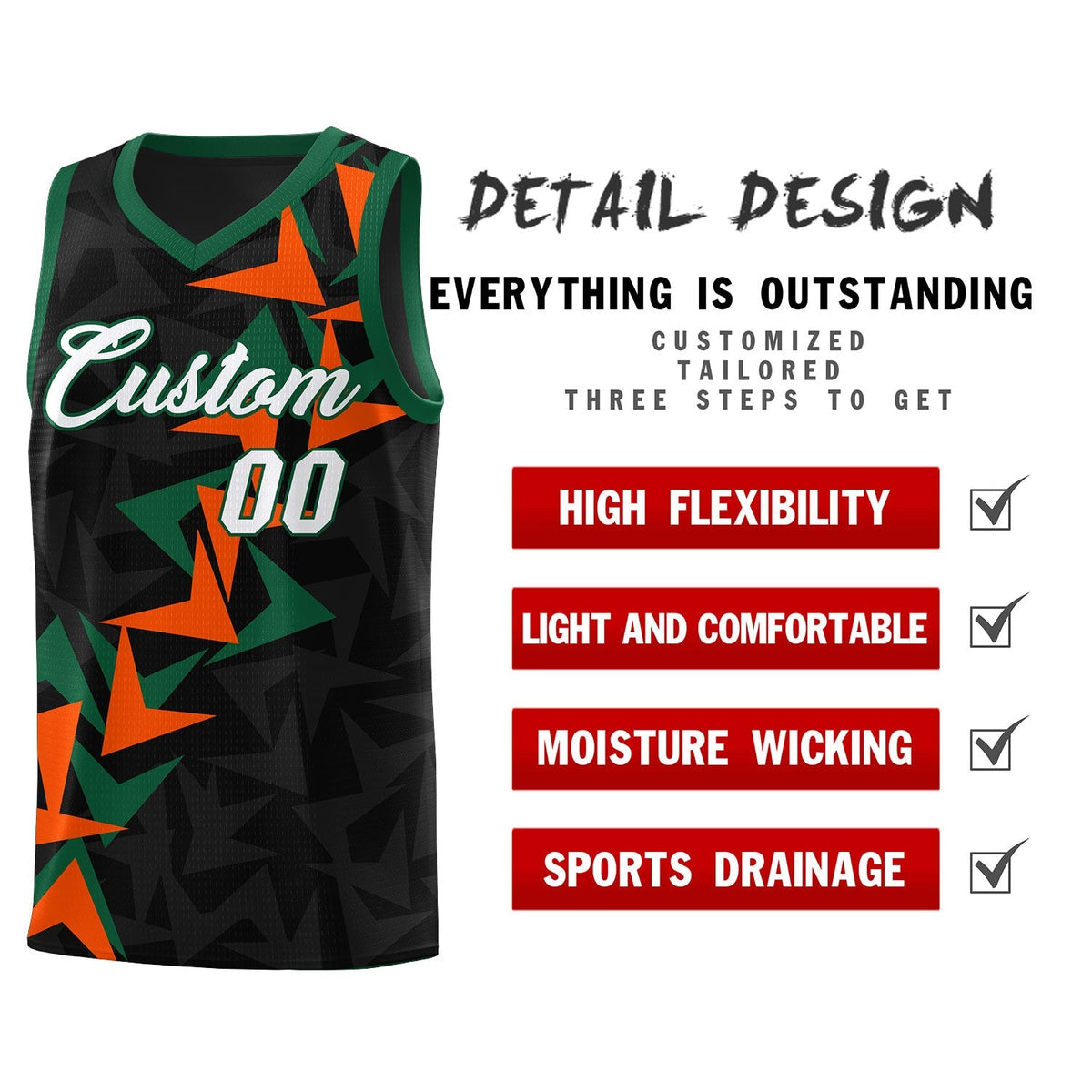 Custom Black Boomerang Pattern Kits Basketball Jersey|KXKSHOP