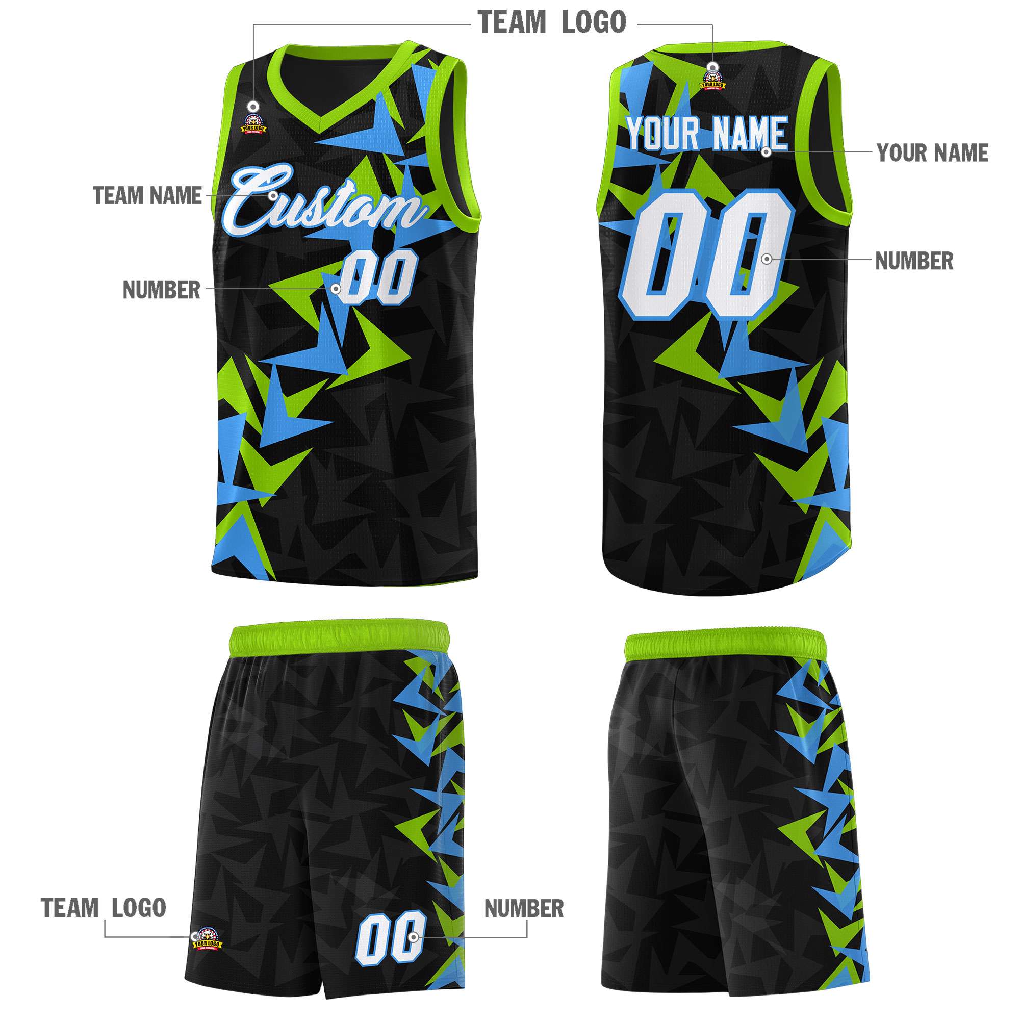 Custom Black Boomerang Pattern Kits Basketball Jersey|KXKSHOP