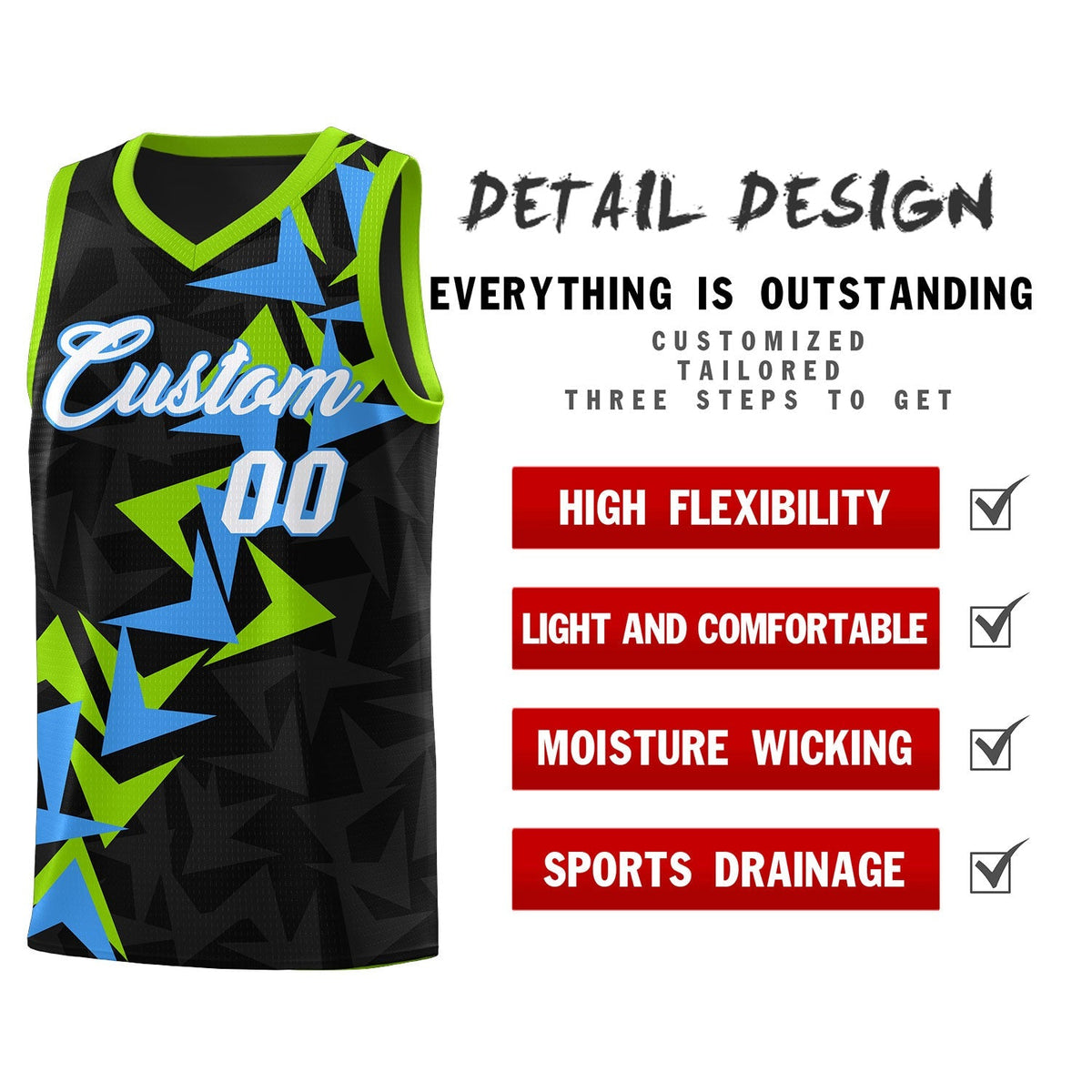Custom Black Boomerang Pattern Kits Basketball Jersey|KXKSHOP