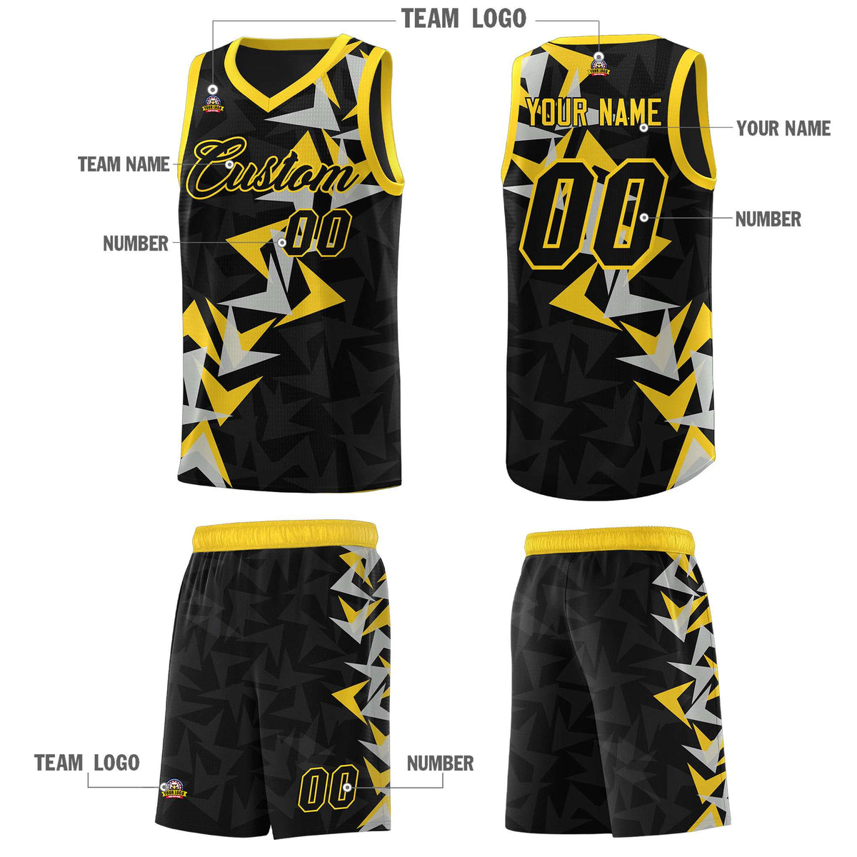 Custom Black Boomerang Pattern Kits Basketball Jersey|KXKSHOP