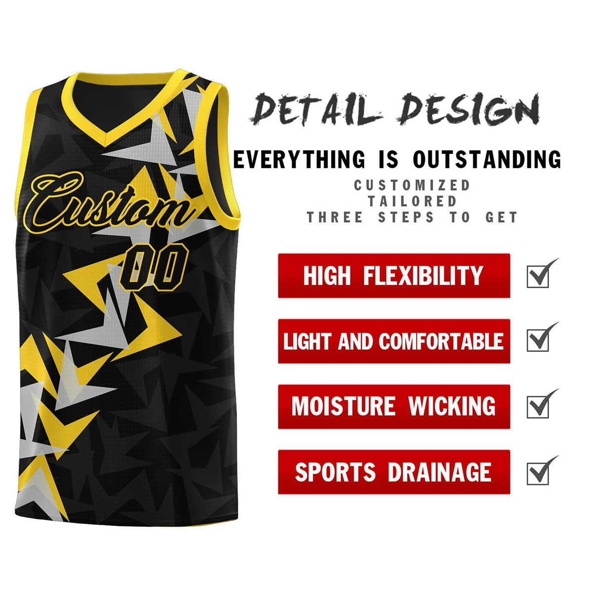 Custom Black Boomerang Pattern Kits Basketball Jersey|KXKSHOP
