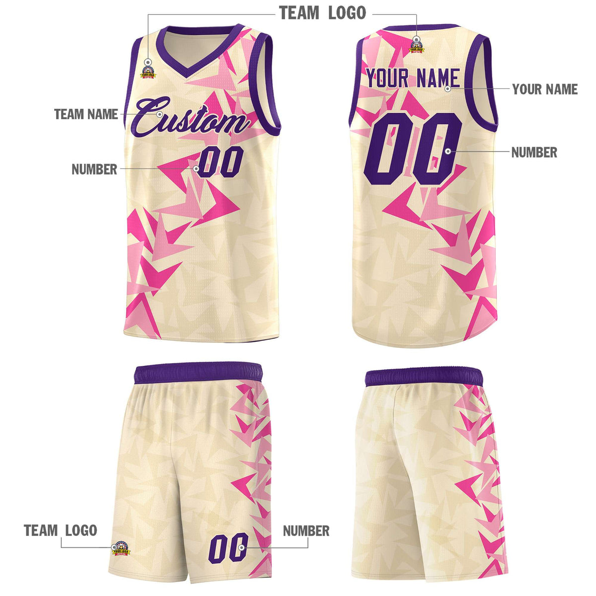 Custom Cream Boomerang Pattern Kits Basketball Jersey|KXKSHOP