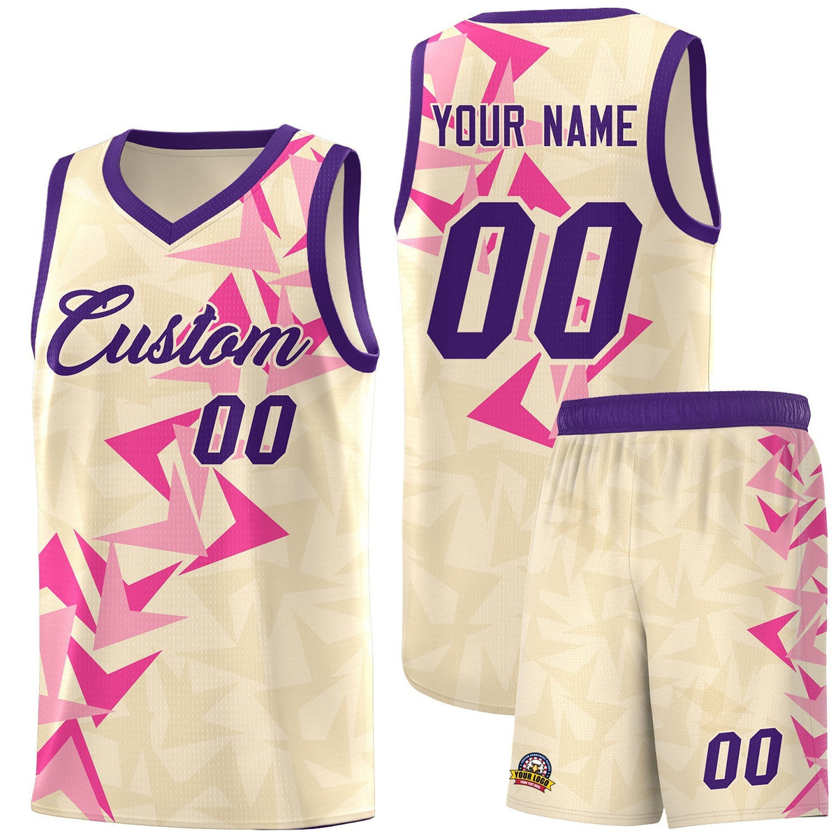 Custom Cream Boomerang Pattern Kits Basketball Jersey|KXKSHOP