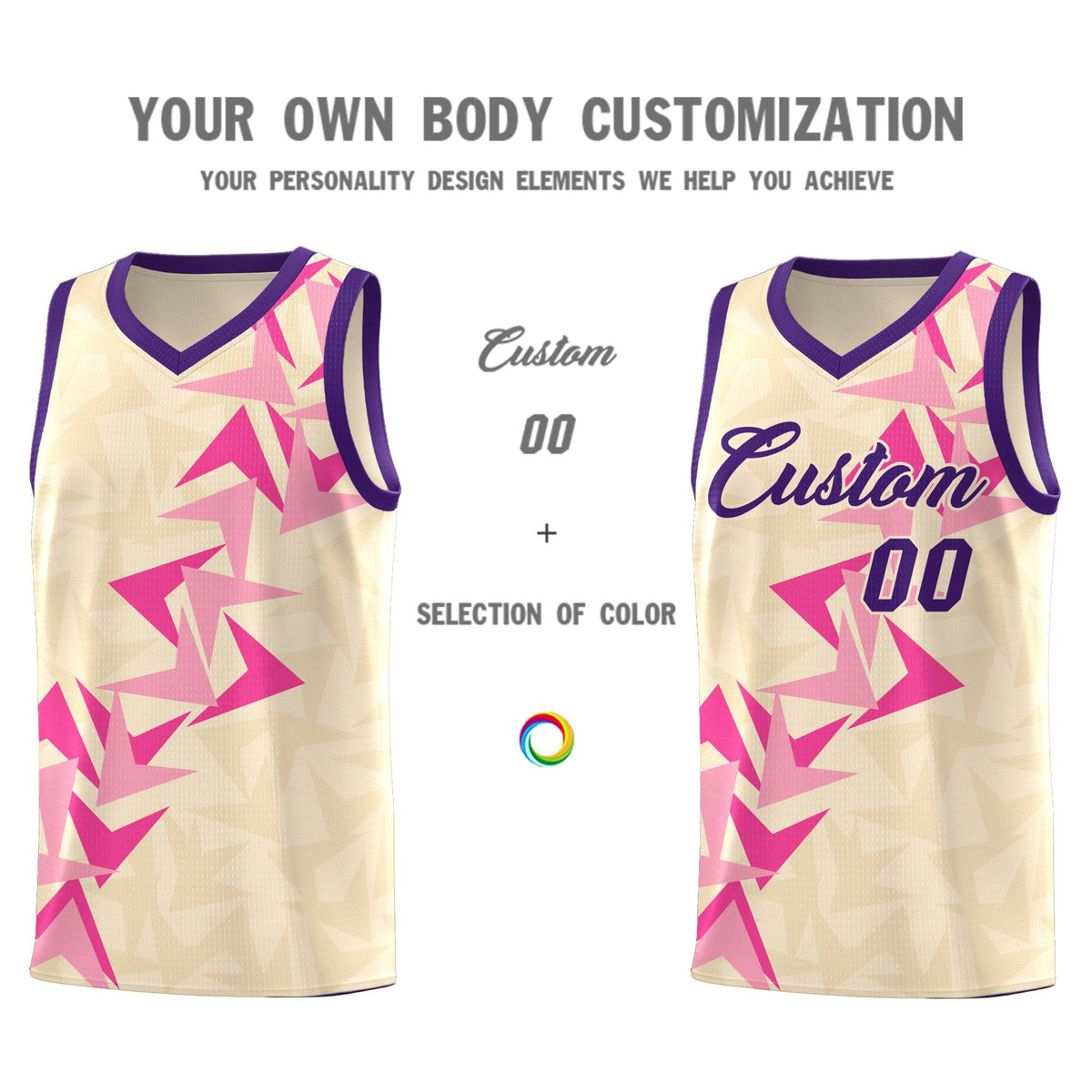 Custom Cream Boomerang Pattern Kits Basketball Jersey|KXKSHOP