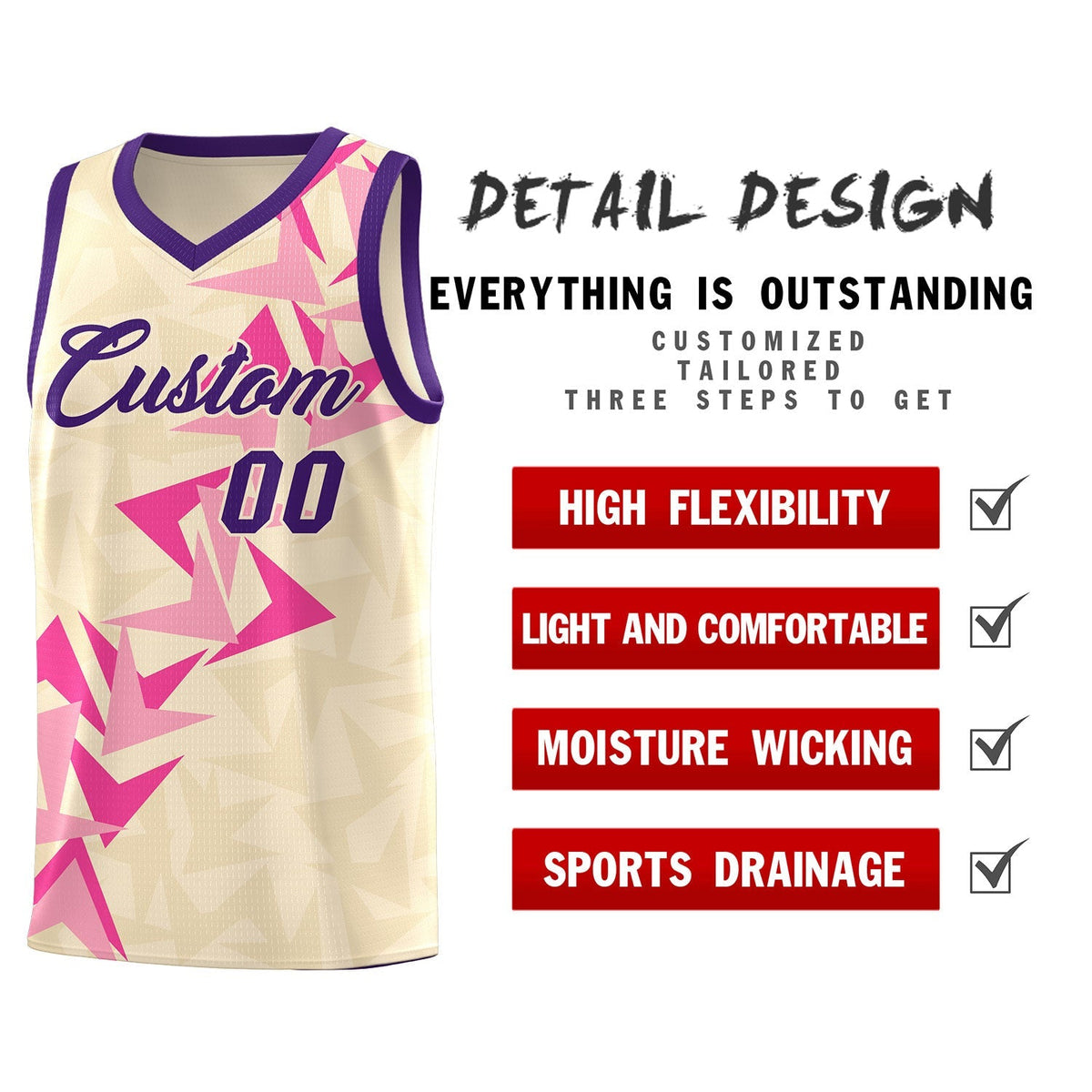 Custom Cream Boomerang Pattern Kits Basketball Jersey|KXKSHOP