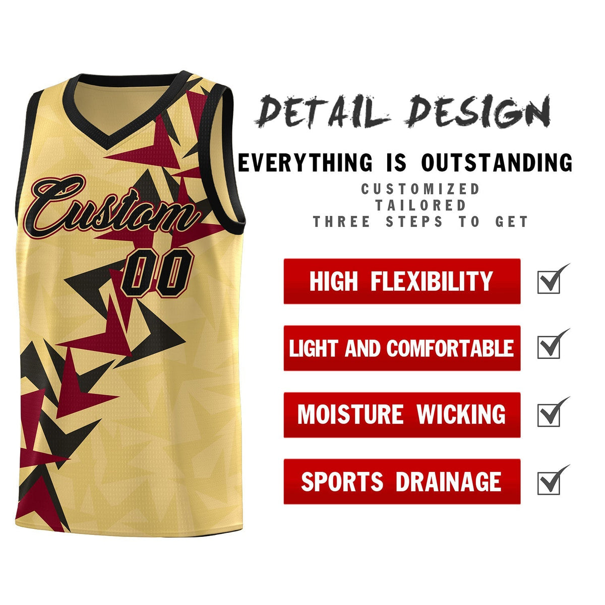 Custom Khaki Boomerang Pattern Kits Basketball Jersey|KXKSHOP