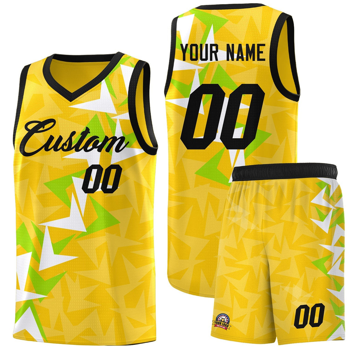 Custom Gold Boomerang Pattern Kits Basketball Jersey|KXKSHOP