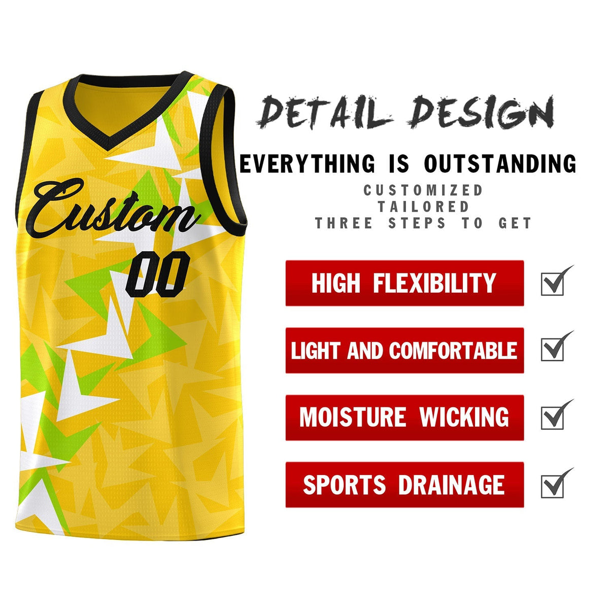Custom Gold Boomerang Pattern Kits Basketball Jersey|KXKSHOP