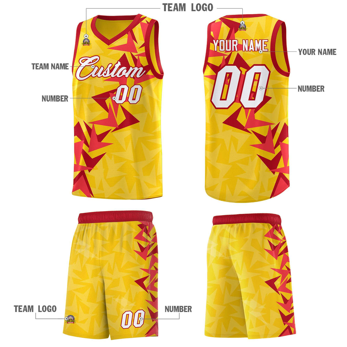 Custom Gold Boomerang Pattern Kits Basketball Jersey|KXKSHOP