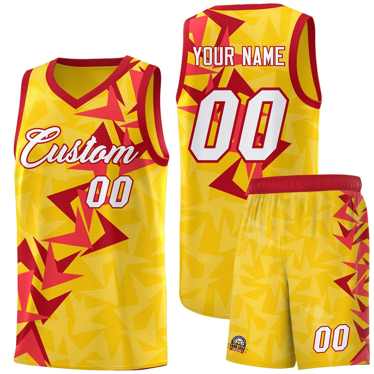 Custom Gold Boomerang Pattern Kits Basketball Jersey|KXKSHOP