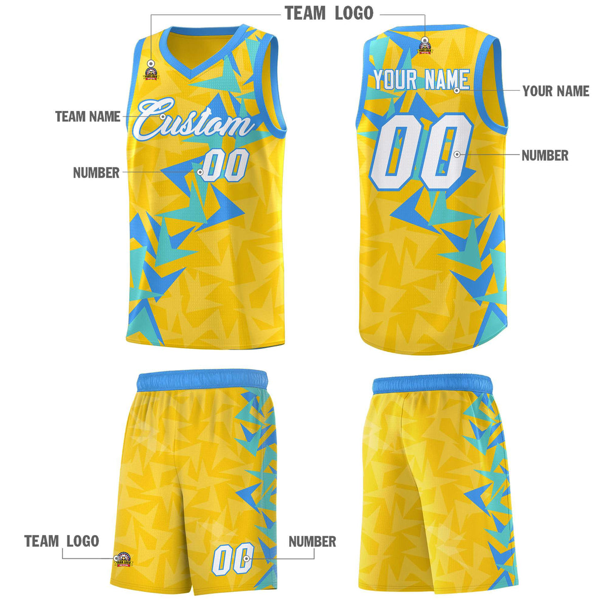 Custom Gold Boomerang Pattern Kits Basketball Jersey|KXKSHOP