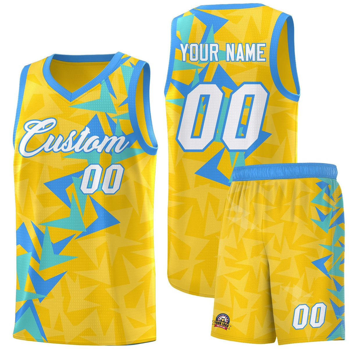 Custom Gold Boomerang Pattern Kits Basketball Jersey|KXKSHOP
