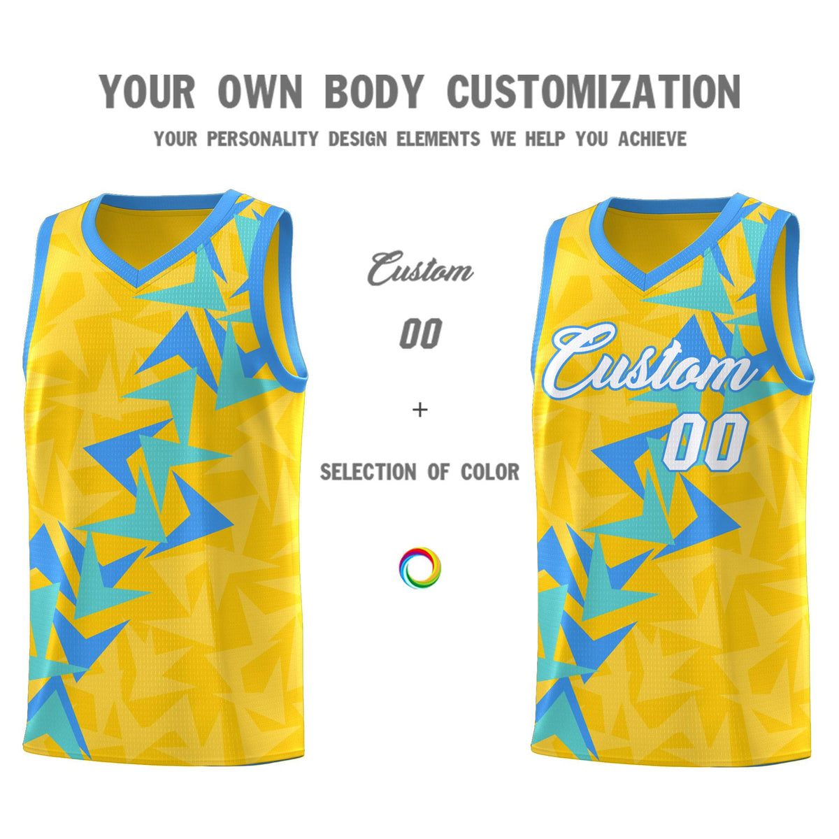 Custom Gold Boomerang Pattern Kits Basketball Jersey|KXKSHOP
