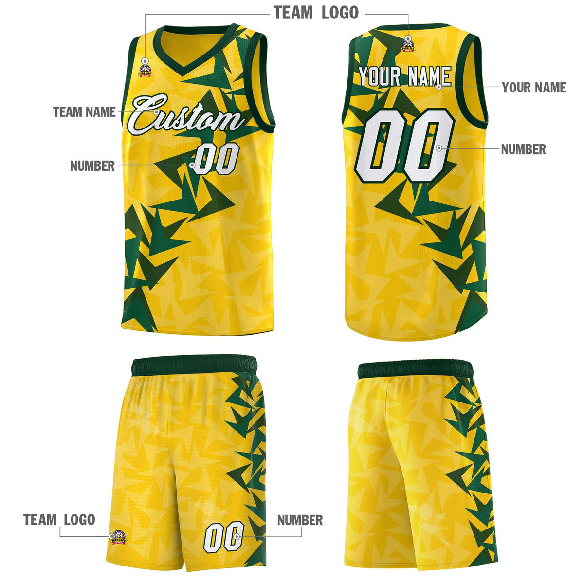 Custom Gold Boomerang Pattern Kits Basketball Jersey|KXKSHOP