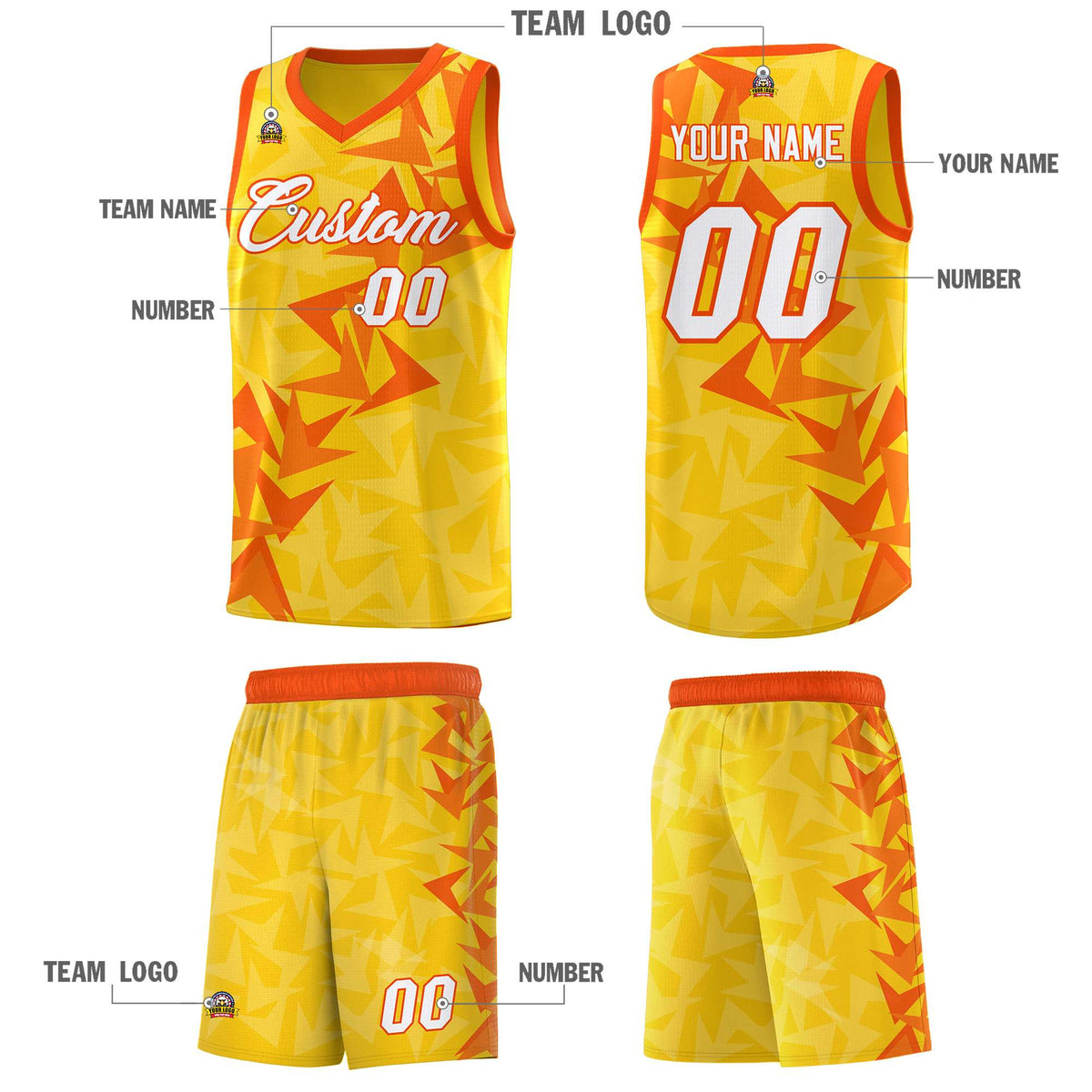 Custom Gold Boomerang Pattern Kits Basketball Jersey|KXKSHOP