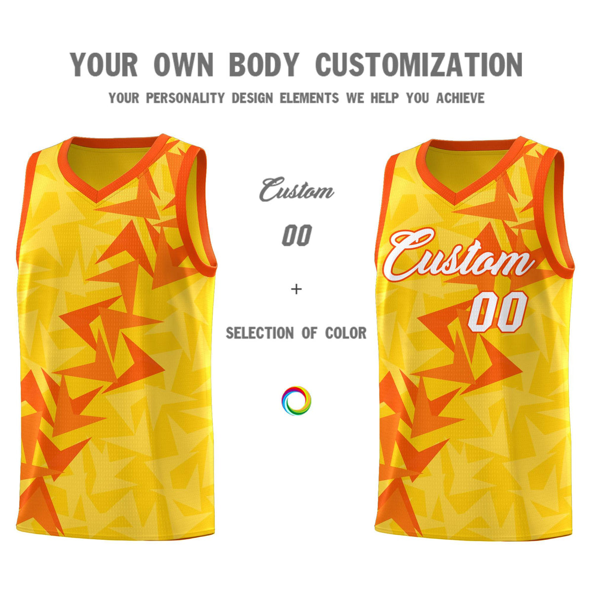 Custom Gold Boomerang Pattern Kits Basketball Jersey|KXKSHOP