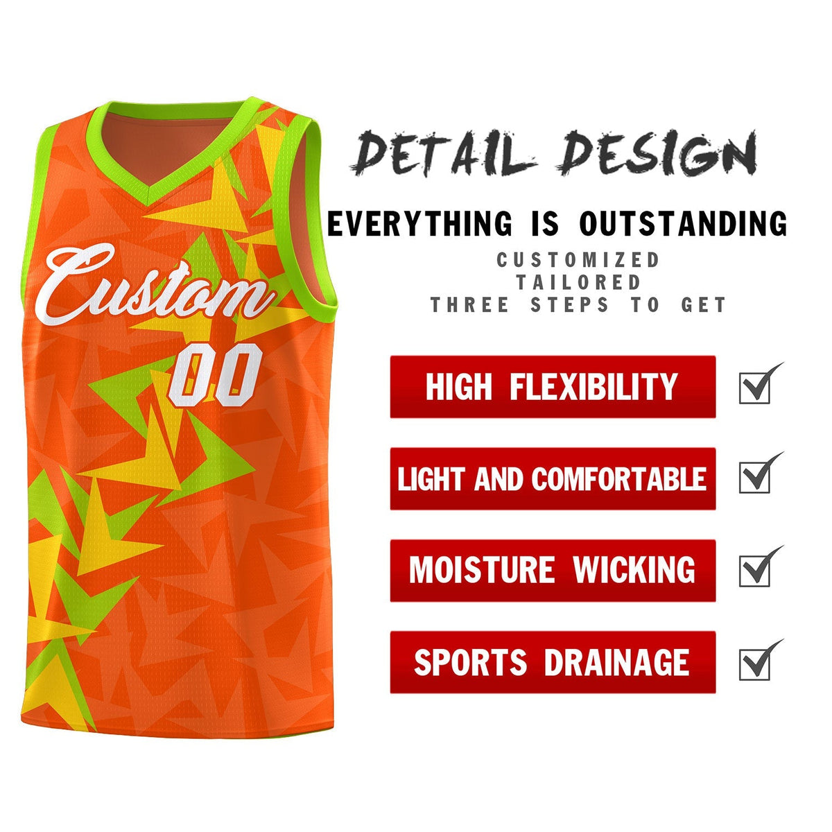 Custom Orange Boomerang Pattern Kits Basketball Jersey|KXKSHOP