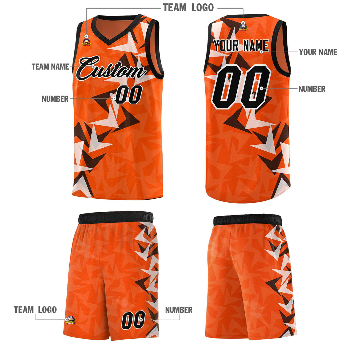 Custom Orange Boomerang Pattern Kits Basketball Jersey|KXKSHOP