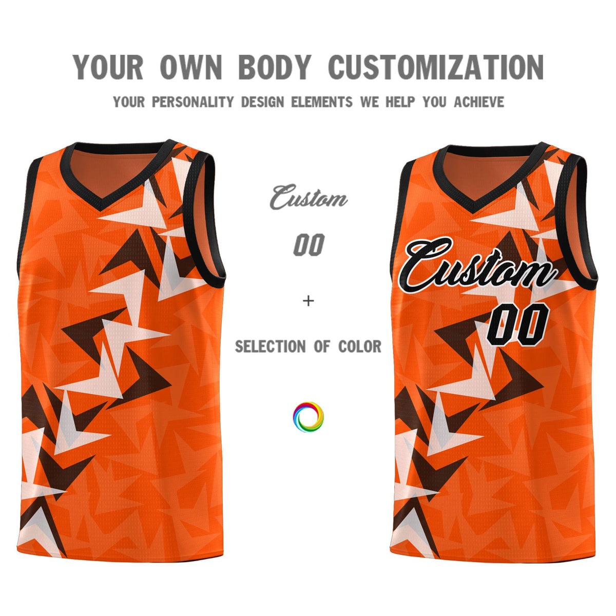 Custom Orange Boomerang Pattern Kits Basketball Jersey|KXKSHOP