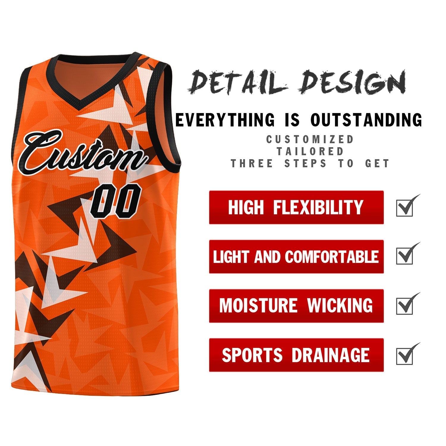 Custom Orange Boomerang Pattern Kits Basketball Jersey|KXKSHOP