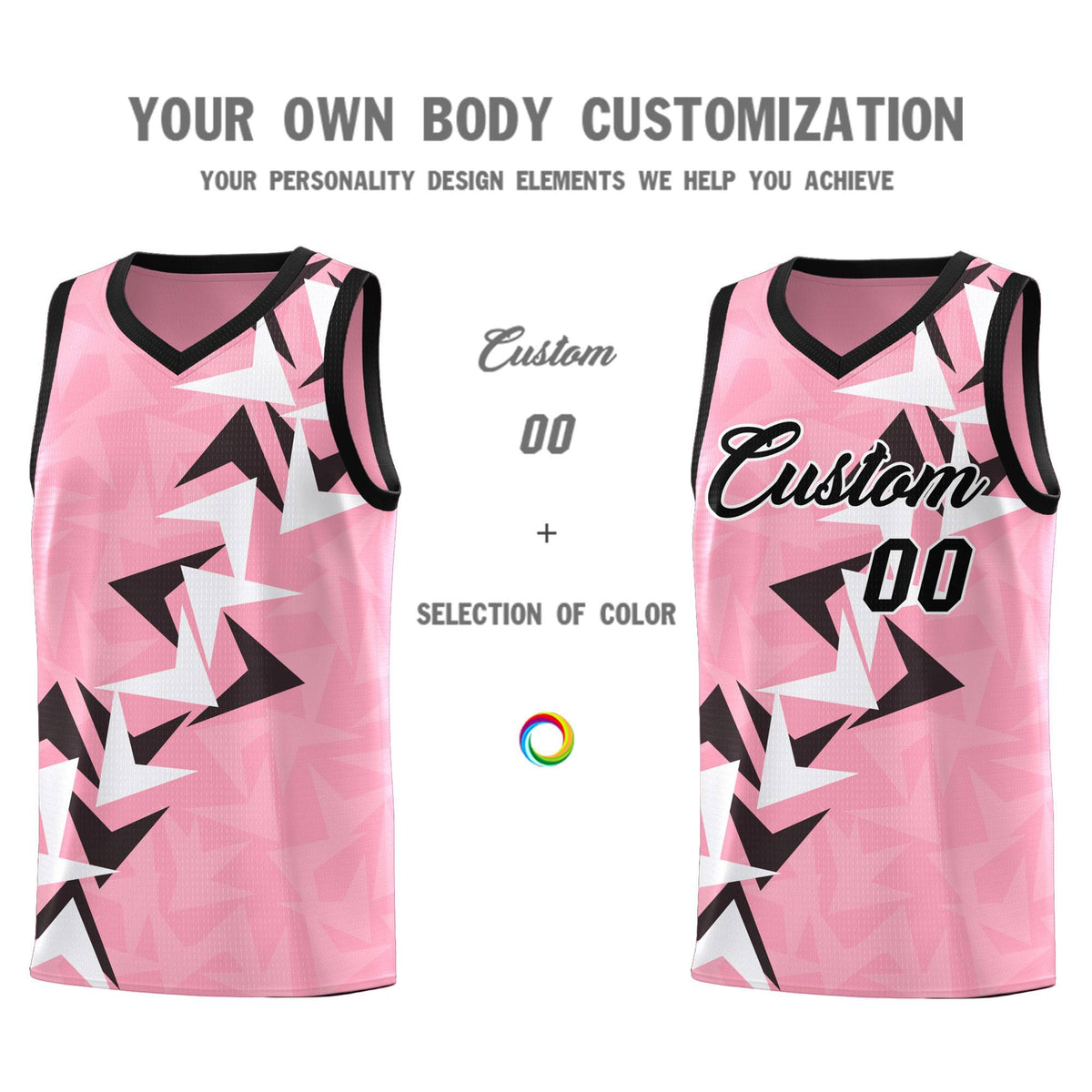 Custom Light Pink Boomerang Pattern Kits Basketball Jersey|KXKSHOP