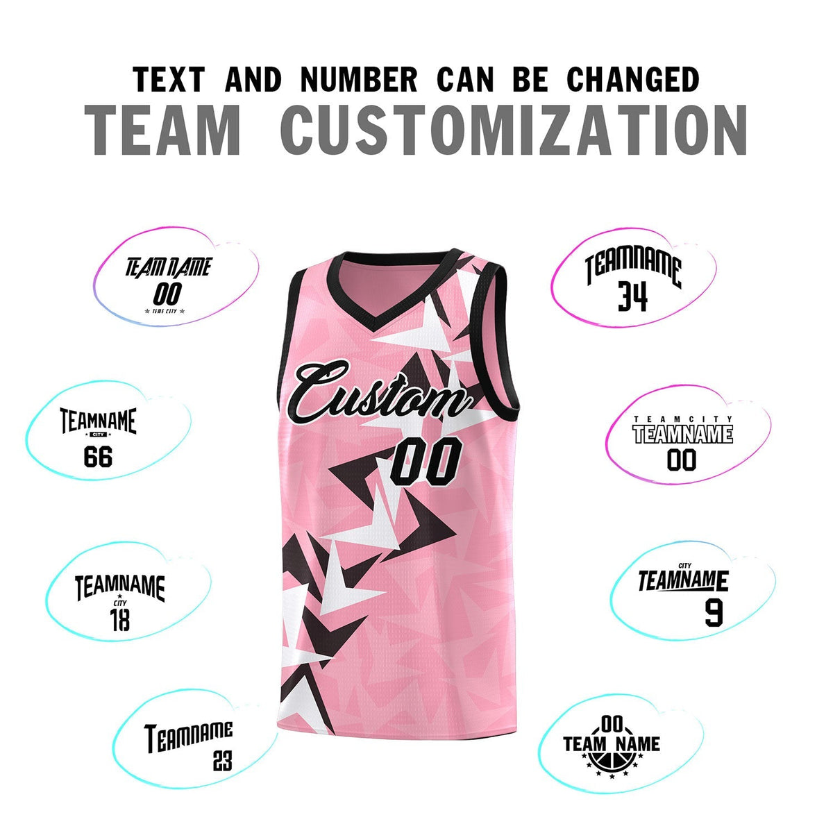 Custom Light Pink Boomerang Pattern Kits Basketball Jersey|KXKSHOP